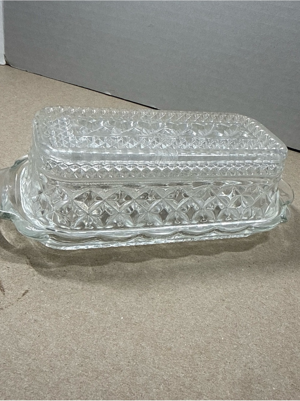 Anchor Hocking Vintage Glass Covered Butter Dish Wexford Pattern